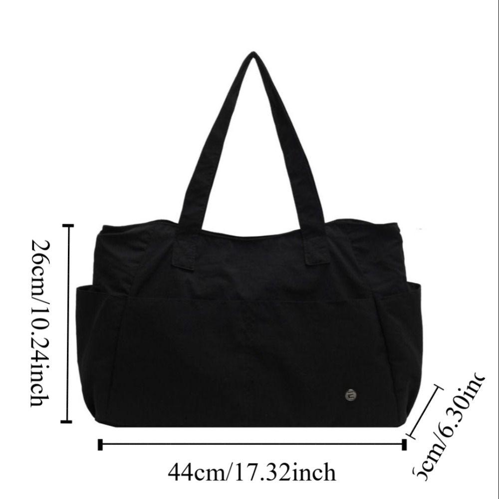Solid Color Large Capacity Shoulder Bag Soft Material Commuting Handbag Casual Book Bags Shopping