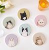 1/2pcs Drink Mats Cute Cat Cup Mat Table Decor Quick Drying Hard Pad Cartoon Tea Cup Pad Tableware Decor 10cm