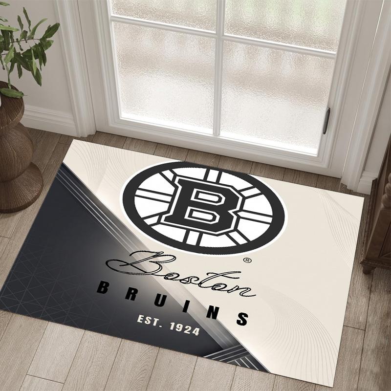 Дизайн Boston Bruins Кристальный Велюровый Ковер Уютный Не?Нескользящий ковер с принтом для спальни, гостиной, прихожей