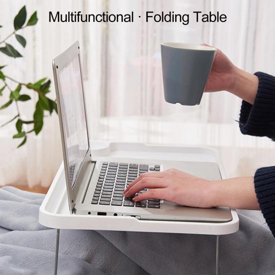 Folding Laptop Table with Non-slip Legs High Stability Strong Load-bearing Portable Collapsible Bed Table with Cup