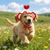 Adjustable Ties Cat Knitted Hat Heart-shaped Crochet Cat Hat Pet Headgear Cat Headwear  for Kittens