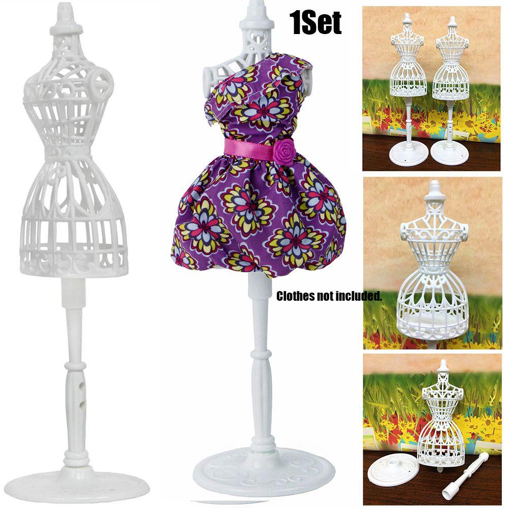 Dress Clothes Model Holder Stand White Display Rack Doll Mannequin Holders Dollhouse Accessories