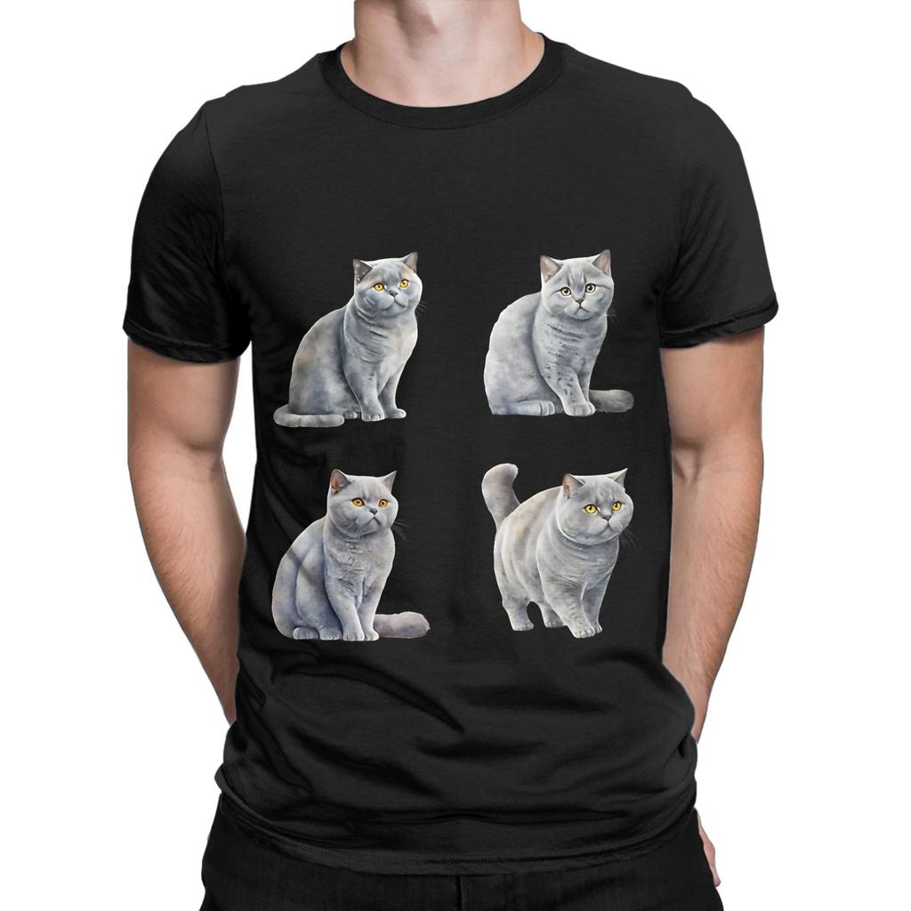 British Shorthair four Graphic 100 Cotton TShirt Shorthair Tees Tops For Unisex