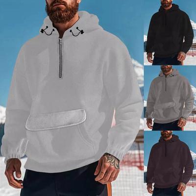 Мужская однотонная повседневная толстовка с капюшоном, длинный рукав, пуловер, толстовка