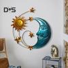 Moon Face Sun Star Decoration Home Office Living Room Bathroom Indoor Outdoor Metal Wall Art Hanging Ornament Pendant Iron Craft
