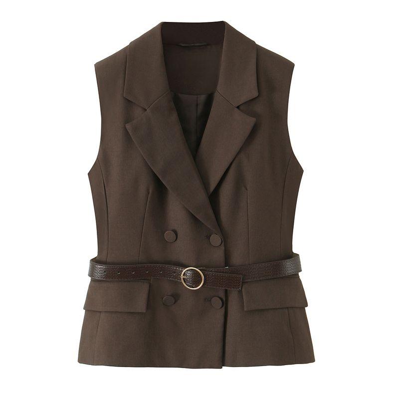 Kaslead New Women clothes Western Style Fashion Belt Vest Straight Trousers 8073361 8073261