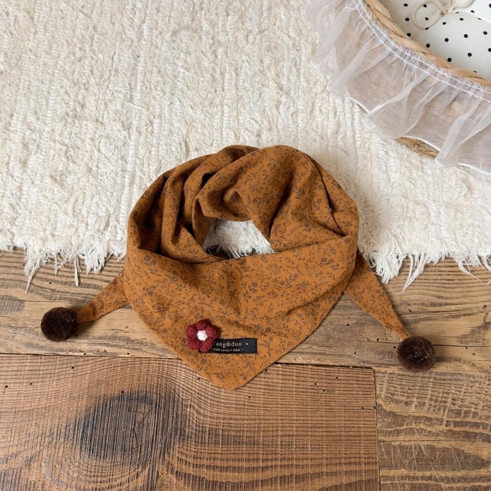 Soft Skin-Friendly Neck Warmer Double Pom Pom Neckscarf Adorable Kid Triangle Scarf Daily