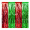 2 Packs Red Black Foil Fringe Curtains 6.56FT Black Tinsel Backdrop Shimmer Curtain for Birthday Baby Shower Race Car Party Deco 5