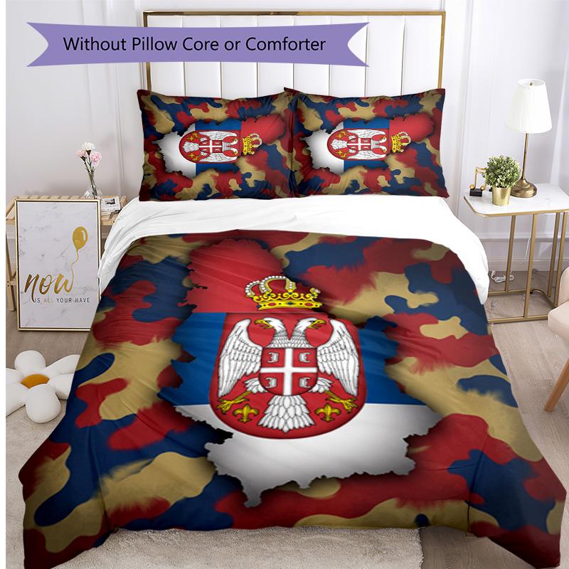Serbia Printed Bedding 3 Piece Set Cozy Breathable Bed Cover Set as Housewarming Holiday Gift