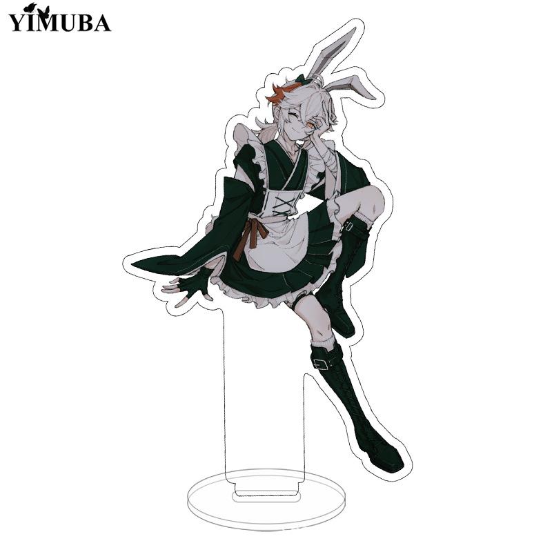 Креативная аниме-фигурка горничной Genshin, ударная подставка, модель, брелок для ключей Venti Xiao Scaramouche Cyno Diluc Dainsleif, вывеска на столе