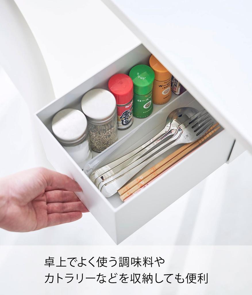 Yamazaki Jitsugyo 4453 Подстольный стеллаж для хранения ящиков Белый xx Башня для хранения мелких предметов под столом, крепится винтами, приблизительно. Ш19,5 Г32,8 В18,3 см