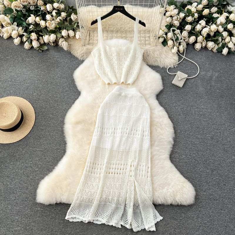 Early Spring Wear Suit Cut Out Split Skirt Suspenders