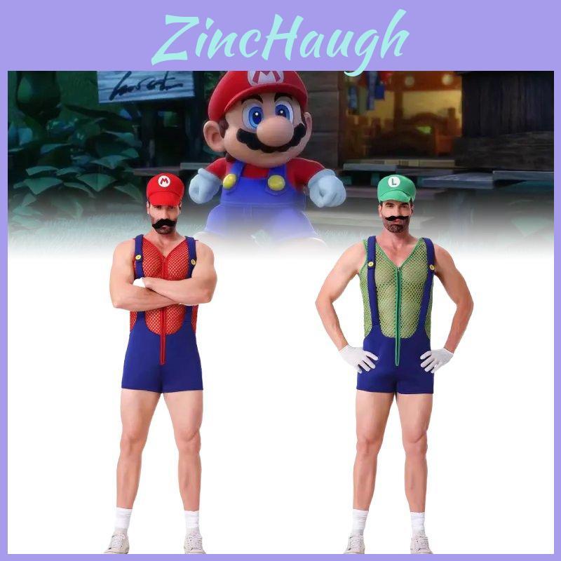 Trendy Cosplay Mario Adult Costume Featuring Hat Gloves Mustache And Overalls