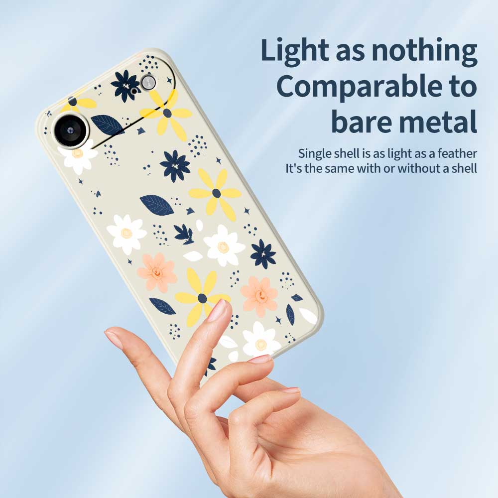 For iPhone 17 Air Case Colorful Floral Blue Leaves Pattern Printing Straight Edge TPU Phone Back Cover