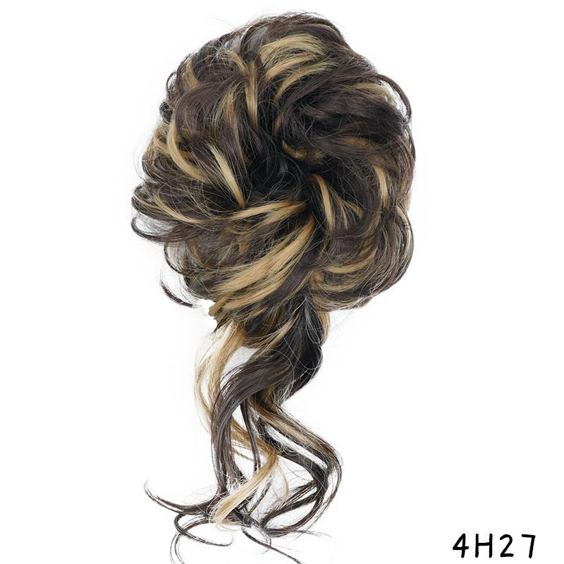 Synthetic Hair Bun Extensions Messy Curly Chignon Blonde Brown Donut Elastic Chignon for Women