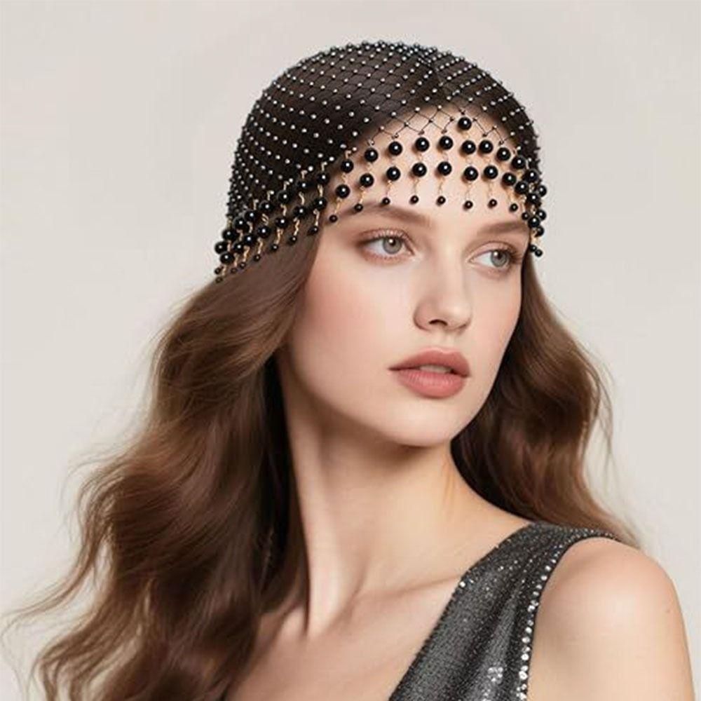 Hollow Out Pearl Tassel Hair Hat Pearl Tassels Luxury Headcaps Bridal Accessories