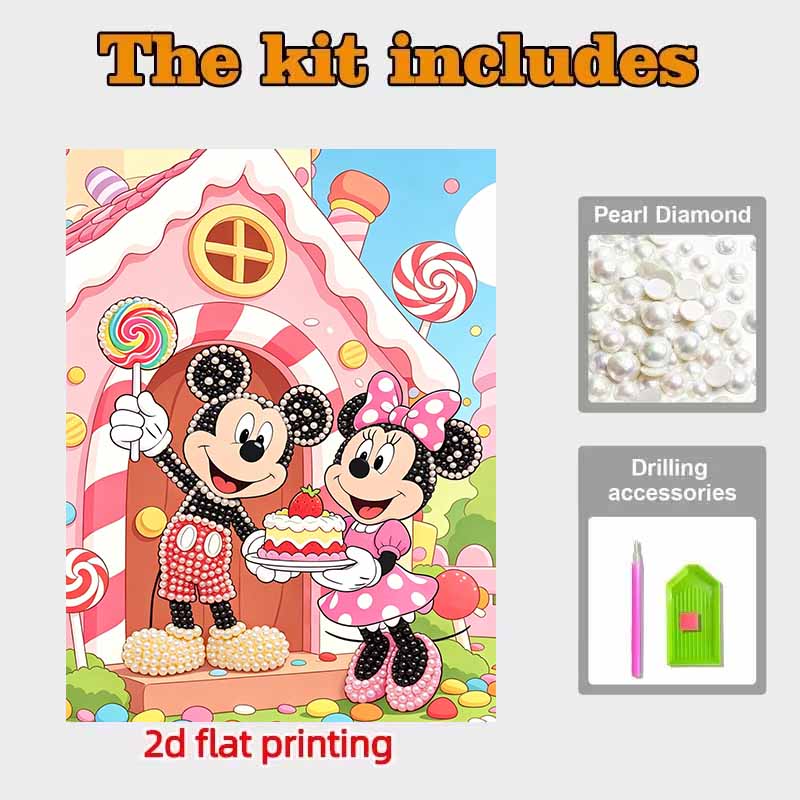 Disney Pearl Art Painting Mickey Minnie Candy House Wall Decor Gemstone Crafts Adult/Beginner Gift Creative Home Decor Unframed