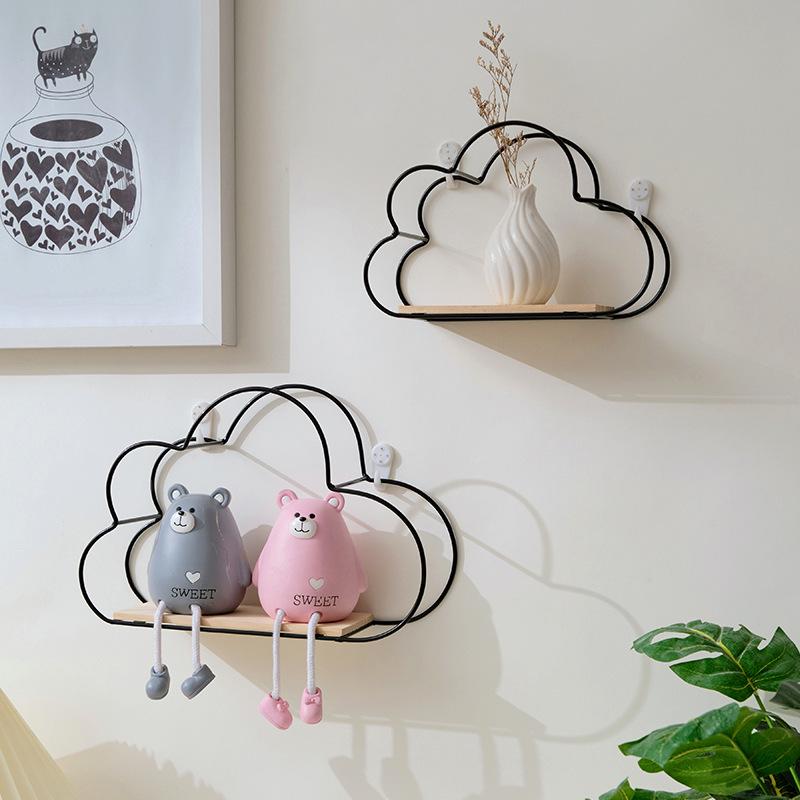 Wall Shelf Metal Cloud Shape Iron Receiving Frames Shelf Wall Hanging Storage Holders Living Room Office Decoration Shelfs
