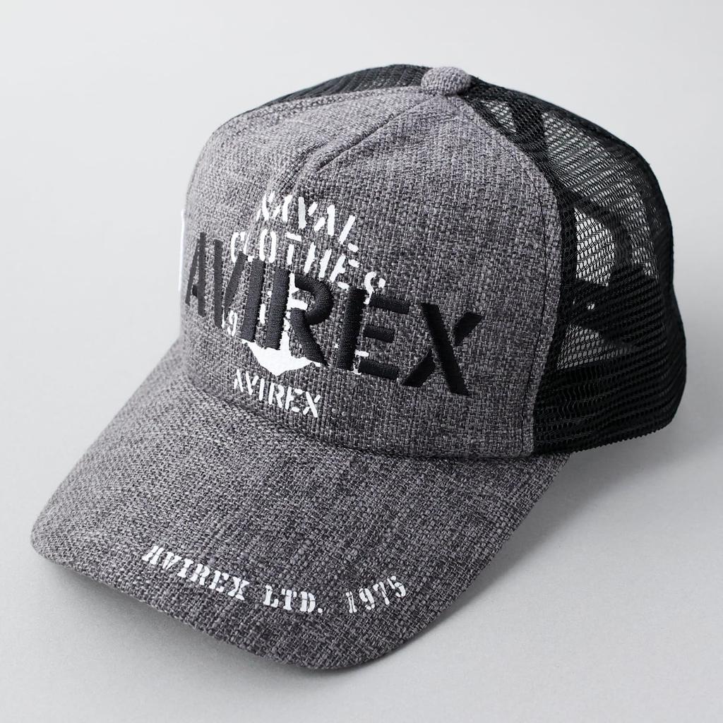 Avirex Standard Military Mesh Jute Deep American Casual Baseball Cap with JUTE Size F Cap, Denim, Men's, Black, Fit, Spring/Summer, Oversized, Logo,