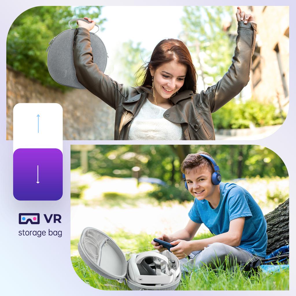 Carrying Case, Hard Bag for Meta Quest 3 Accessories/Pro VR Headset with Elite Strap, Touch Controllers and Other VR Accessories, Large Space