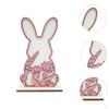 Easter Bunny Wood Sign Desktop Ornament Decor Rabbit Tabletop Centerpiece for Shelf Indoor