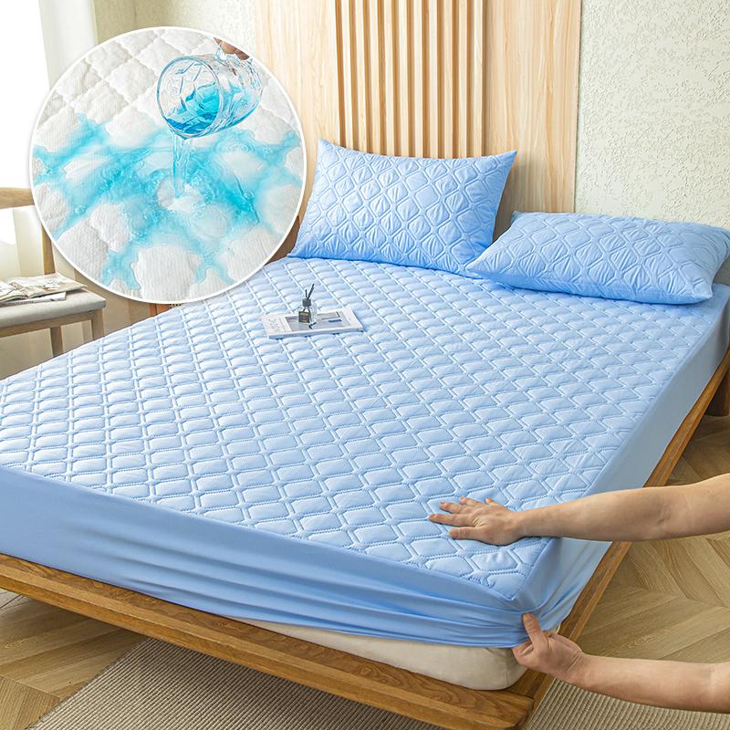 Waterproof Cotton Fitted Bed Sheet Anti-mite Mattress Protector Soft Breathable Mattress Cover Queen Fitted Sheet 140/160*200cm