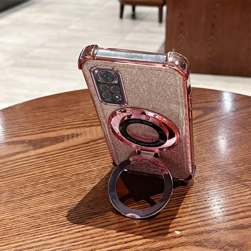 Strap Glitter Portable Stand Phone Holder Case For Xiaomi Redmi Note 11 Pro 9 9s 10 10s 11s Pro Max 4G 5G Redmi 9A 9C 9 10 10A