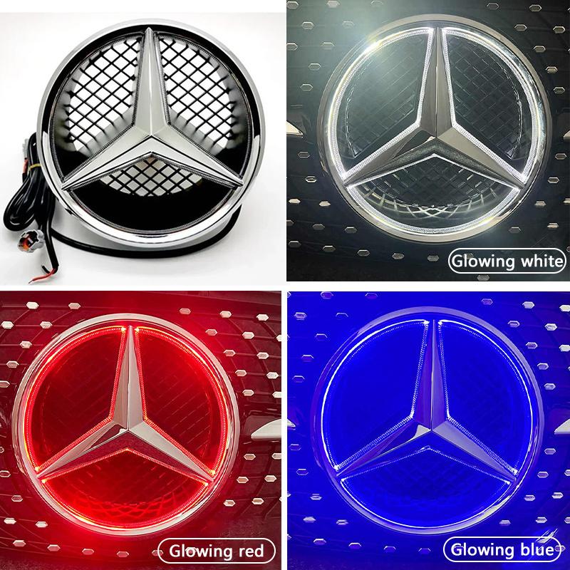 Для автомобиля Benz AMG Передняя решетка Звезда Эмблема Светодиодная Подсветка Белый Синий Красный Свет для Mercedes Benz W205 C E R ML GL GLA CLA