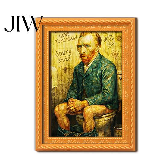 Customizable Fridge Art Frames Funny Small Wooden Magnet Picture Frame, Vintage Oil Painting Pattern Retro Style Magnetic Refrigerator Locker for Home