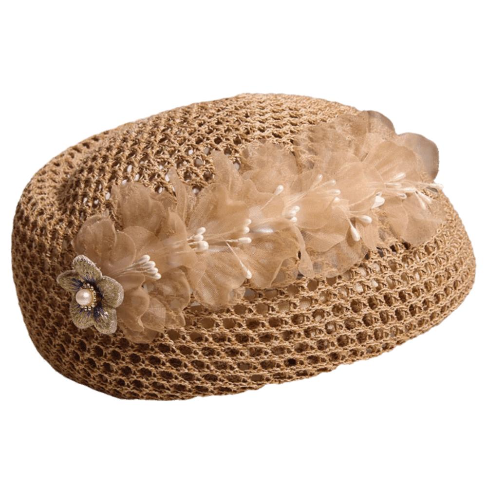 French Hollow Out Beret Ethnic Women Knit Fabric Cap Fashion Floral Painter hat Leisure