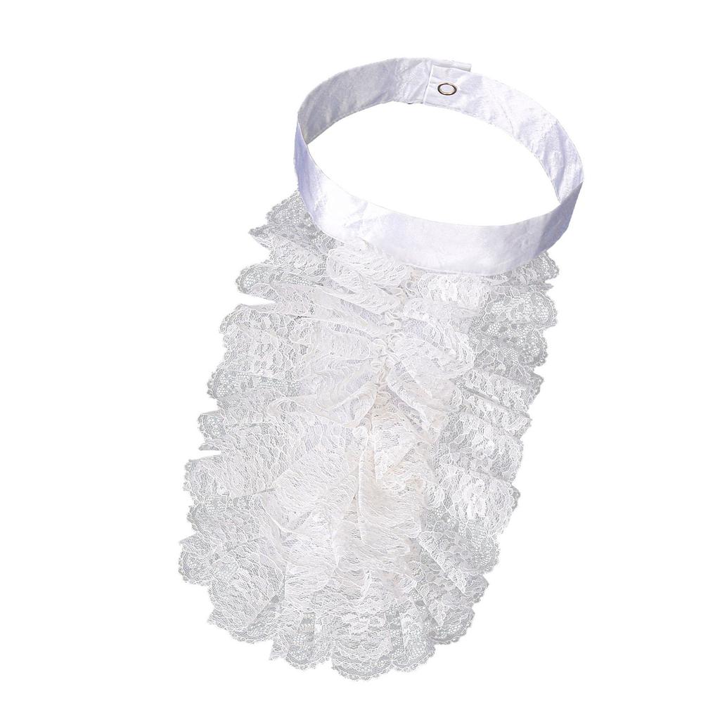 Victorian Renaissances Detachable Ruffled Lace Jabot False Collar for Steampunk Halloween Cosplay Costume Accessory