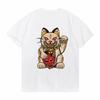 Unisexeki Neko Print Women T Shirt Short-sleeved Personalize Summer Female T-shirts Graphic Tees Japanese Lucky Cat Kawaii Tshirts