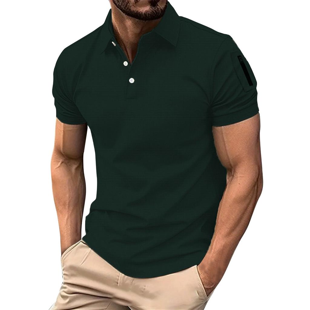 Мужская весенняя однотонная рубашка с коротким рукавом и лацканами, мужская повседневная модная рубашка