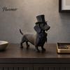 Уникальный подарок для любителей такс 3D-печатная фигурка джентльмена, элегантная скульптура, настольное украшение, художественная фигурка, цельная матовая черная арт-статуя