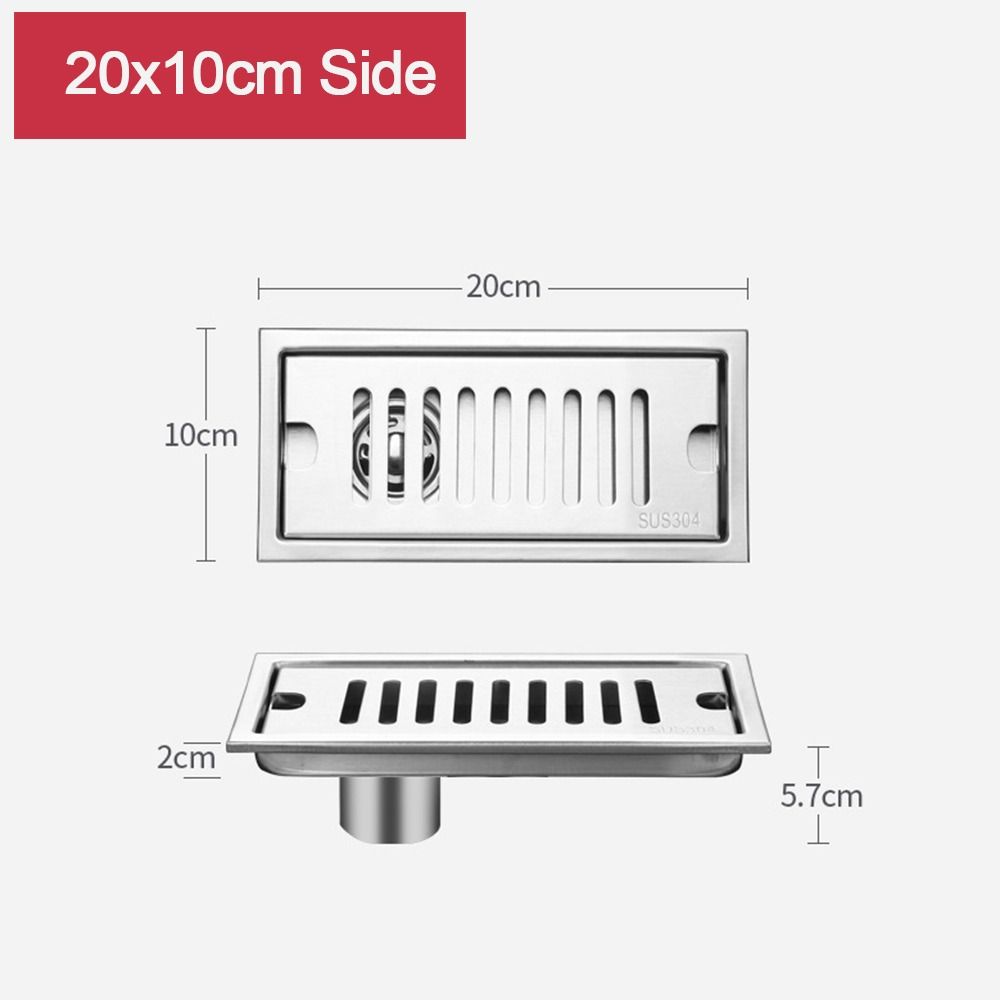 20-50cm Stainless Steel Shower Floor Drain with Strainer Cover Drain Filter Linear Floor Drain