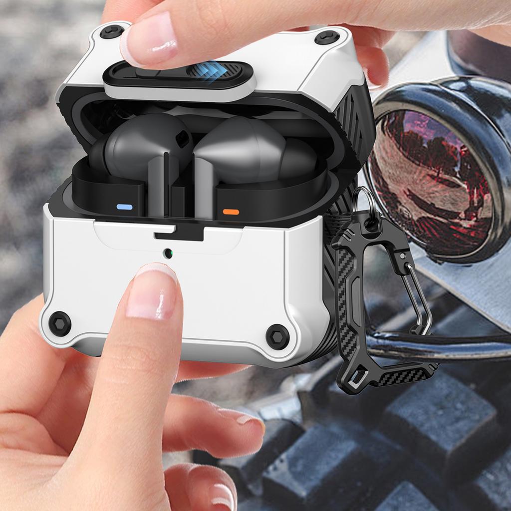 For Samsung Galaxy Buds3 Pro/Buds3 Case TPU+PC Earphone Cover with Front Lock Carabiner Clip