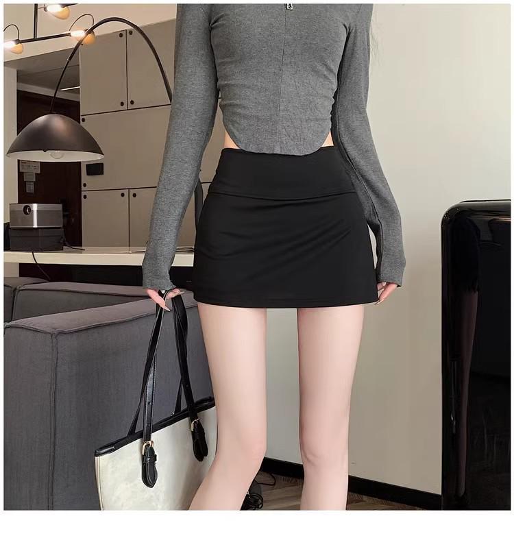 2026 Новая черная юбка-полуюбка bodycon с высокой талией, А-силуэта, с разрезом для женщин - Весна/Лето, для миниатюрных