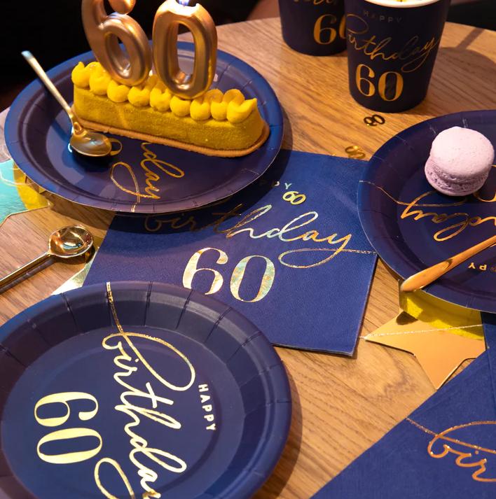 Happy Birthday Plates 60th Birthday 18Cm 6Pcs