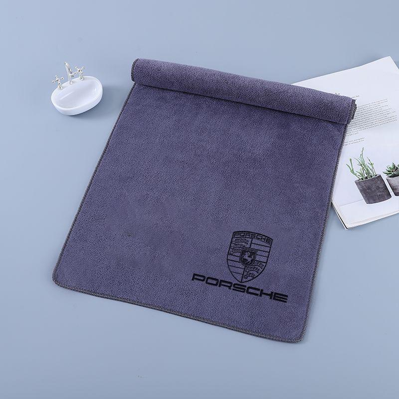 lczcr3 For Porsche Panamera Cayenne Taycan 911 718 Macan Carrera-GT Suede Coral Fleece Car Wash Towel Soft Cleaning Cloth Drying Towel