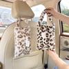 Leopard Print Car Tissue Box Plush Hanging Car Seat Tissue Box Cute Car Interior Decoration Tissue Hanging Bag
