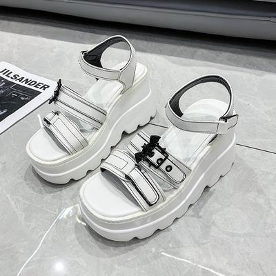 Новые летние женские босоножки на толстой подошве, модные туфли на танкетке с открытым носком, женские босоножки, повседневная пляжная женская обувь, женская обувь на платформе