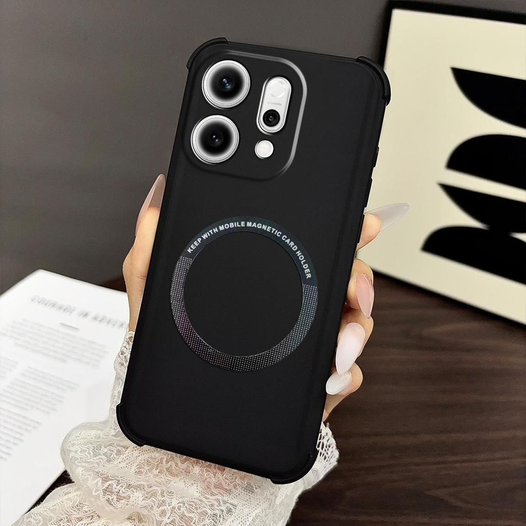 Чехол для OPPO Reno14 Pro 5G, Reno14 5G Магнитный чехол с матовым покрытием, ощущением кожи, 4-угловая подушка безопасности, противоударный бампер