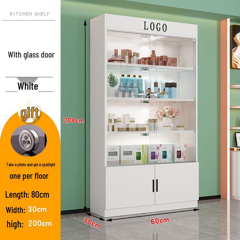 Lockable Glass Display Cabinet for Cosmetics and Gifts - Commercial Salon Use