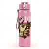 1PC Stag deer animal monochrome print 750ml colorful plastic sports water bottle leakproof pop up lid with straw for outdoor work home use