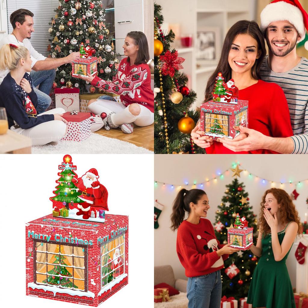 Праздничная красная домик Санты копилка с подарочной коробкой для рождественских вечеринок