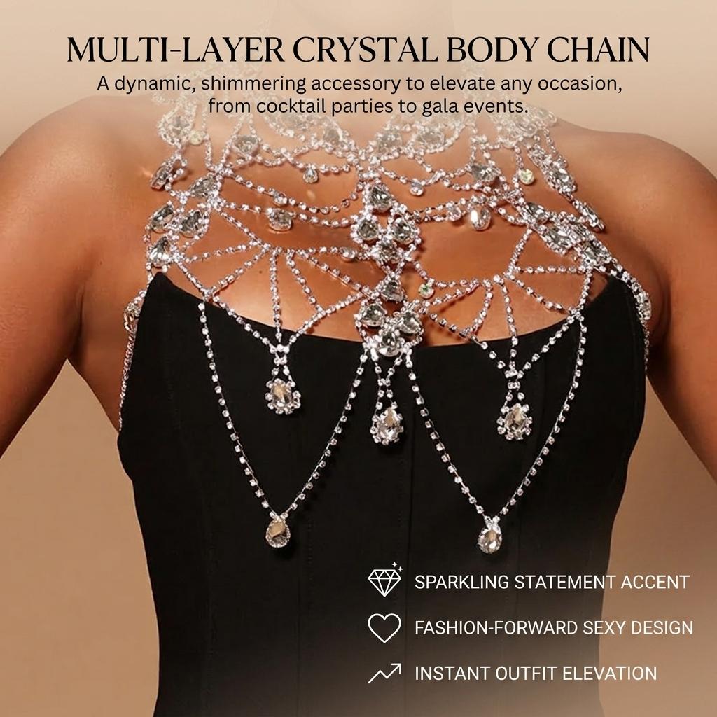 Women Multi Layer Pendant Body Chain Fashionable Sensual Accessory For Party Beach Alloy