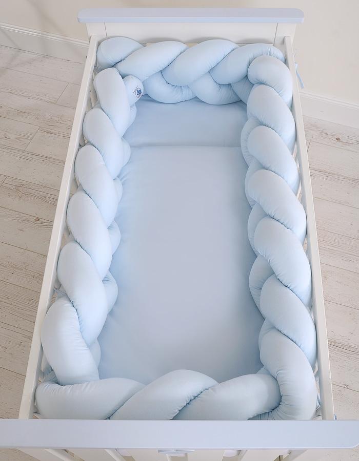Braided cot bumper XXL - blue