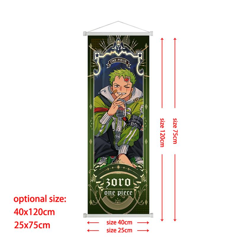 Anime One Piece Scroll Canvas Painting Zoro Sanji Luffy Home Decor Wall Hanging Ace Nami Hancock Poster Wall Art Room Decor