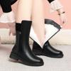 Women Snow Boots Genuine Leather Large Size Non Slip Rider Boots Women Natural Wool Women Winter Shoes Boots