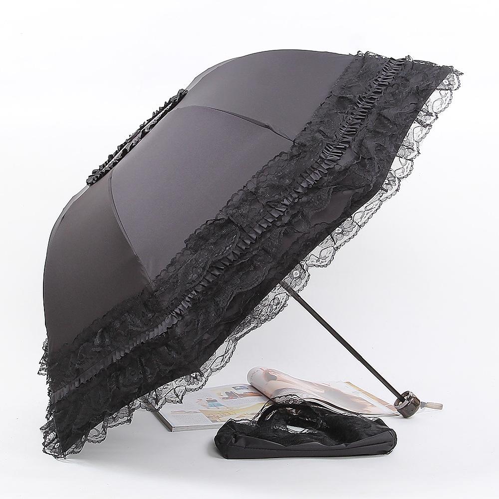 Folding Princess Umbrella Anti-uv Sunshade Lace Umbrella Girl Women Rain Sun Umbrella Windproof Portable Travel Female Parasol